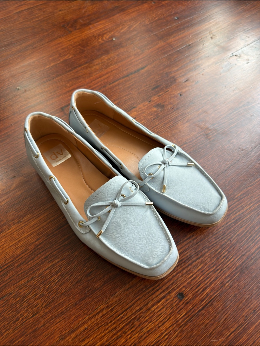 DV by Dolce Vita Light Light Blue Leather Bow-Accent Driving Loafers